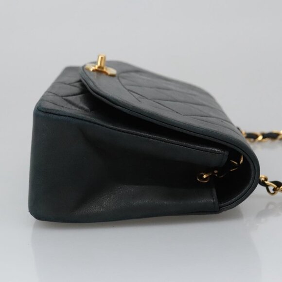 CHANEL Matelasse Chain Shoulder Bag Lamb Skin Black Gold CC Auth 97459 - Picture 5 of 16